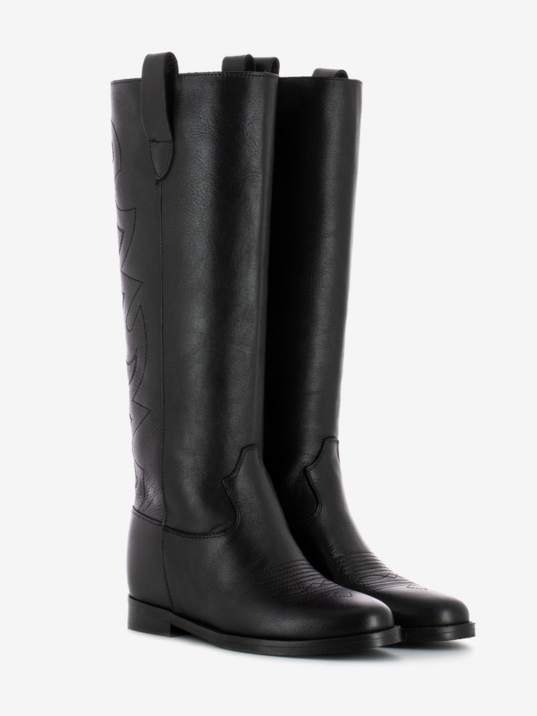 Stivale Stivali Alti Pitonati Neri Stivali Pitonati Tacco