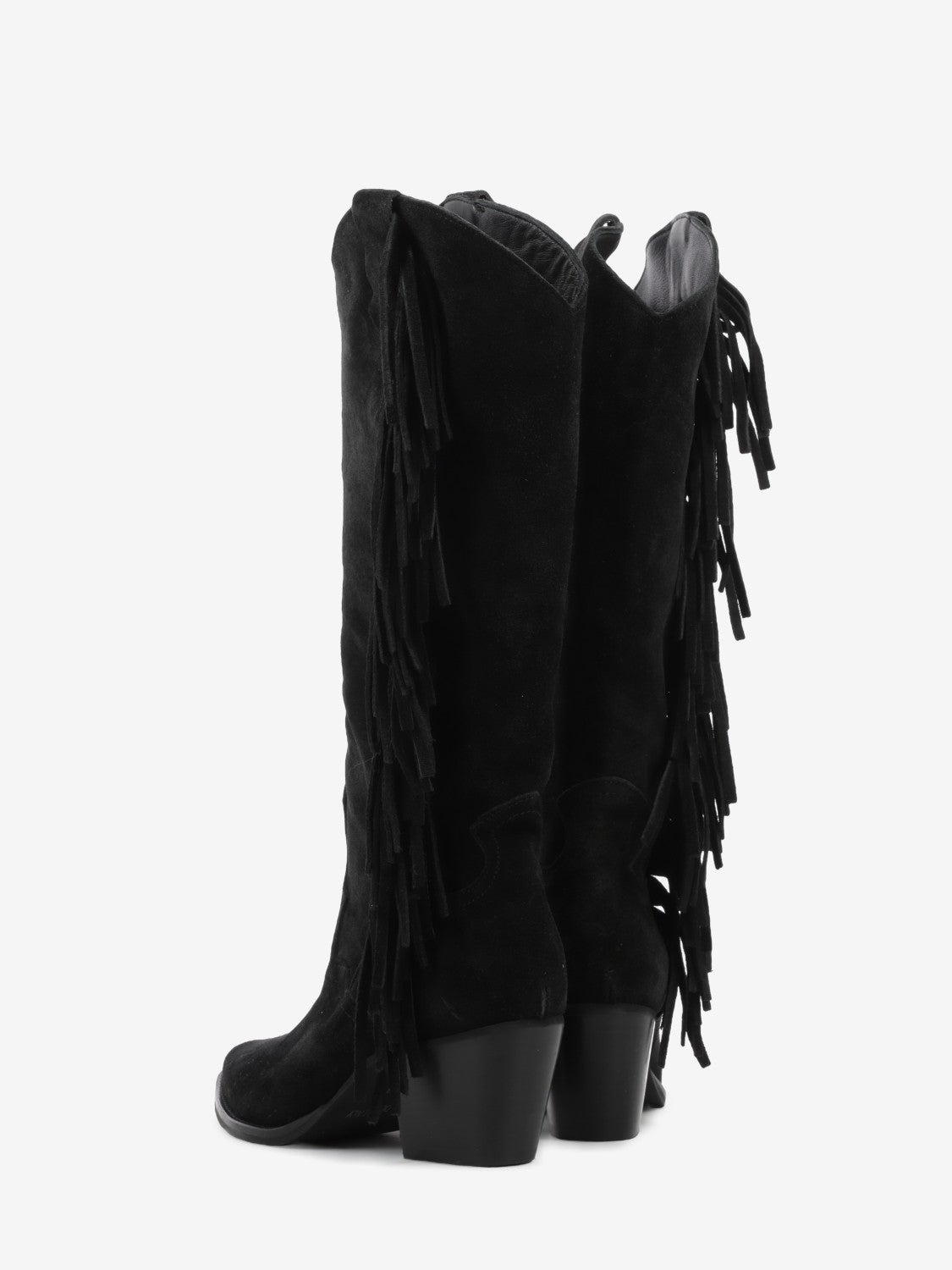 Stivali con frange Gaia in camoscio neri