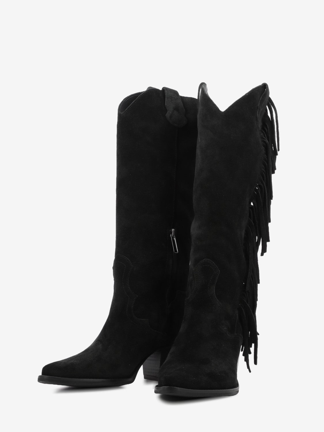Stivali con frange Gaia in camoscio neri