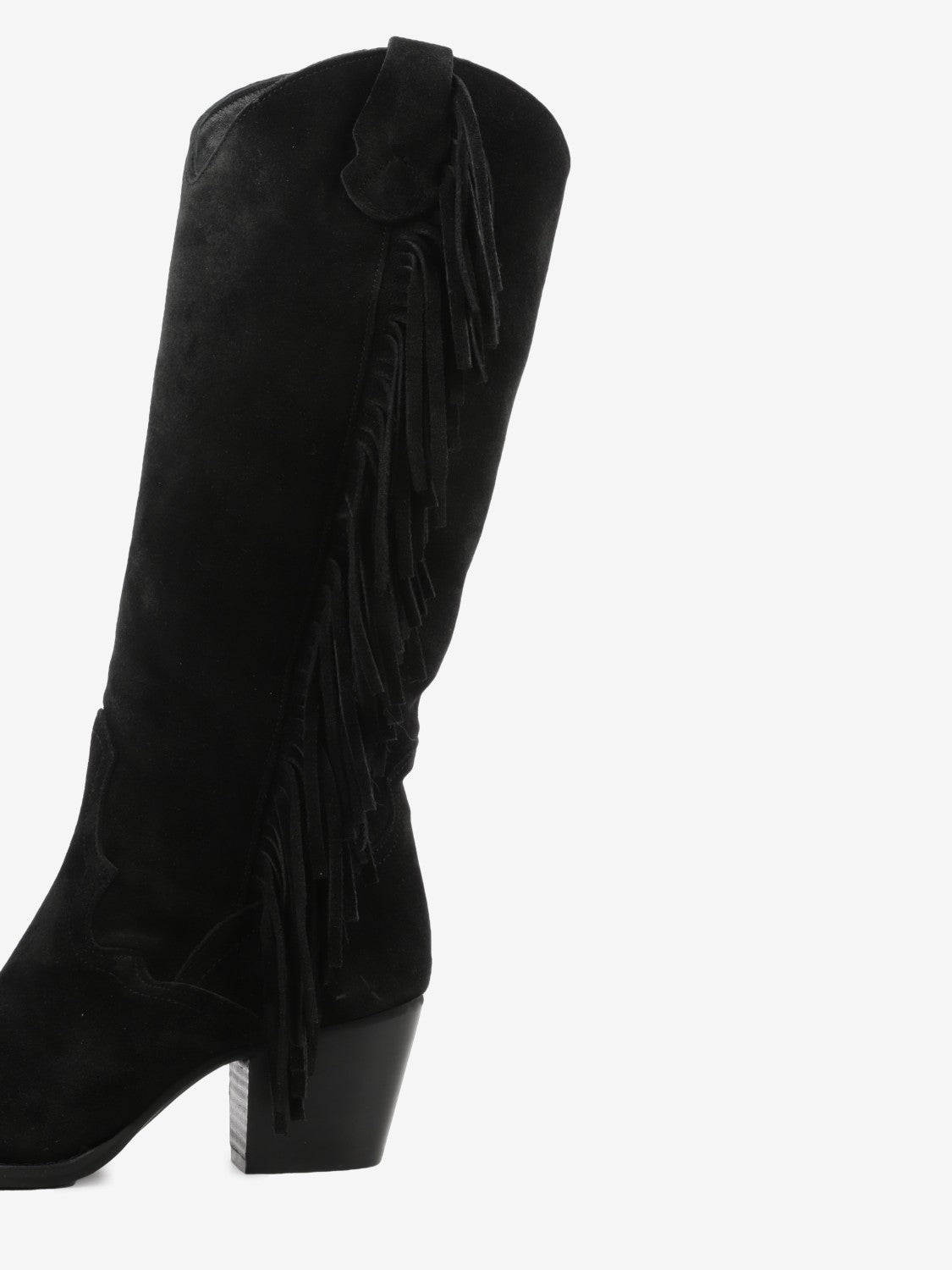 Stivali con frange Gaia in camoscio neri
