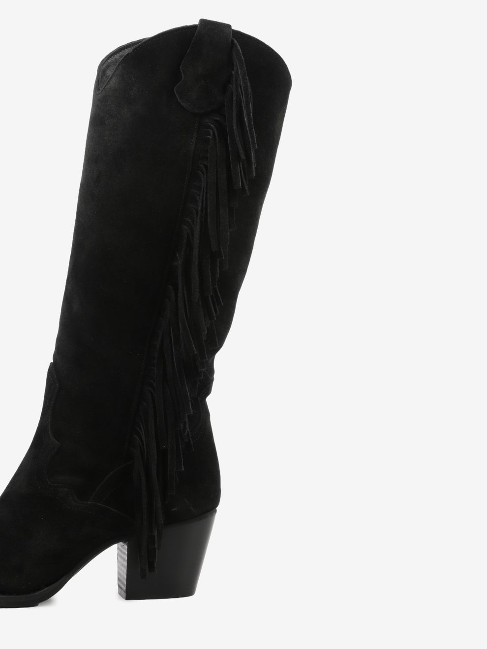 Stivali con frange Gaia in camoscio neri
