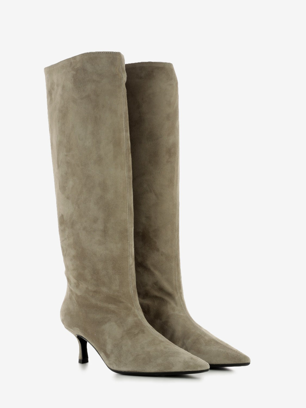 Taupe suede heeled boots