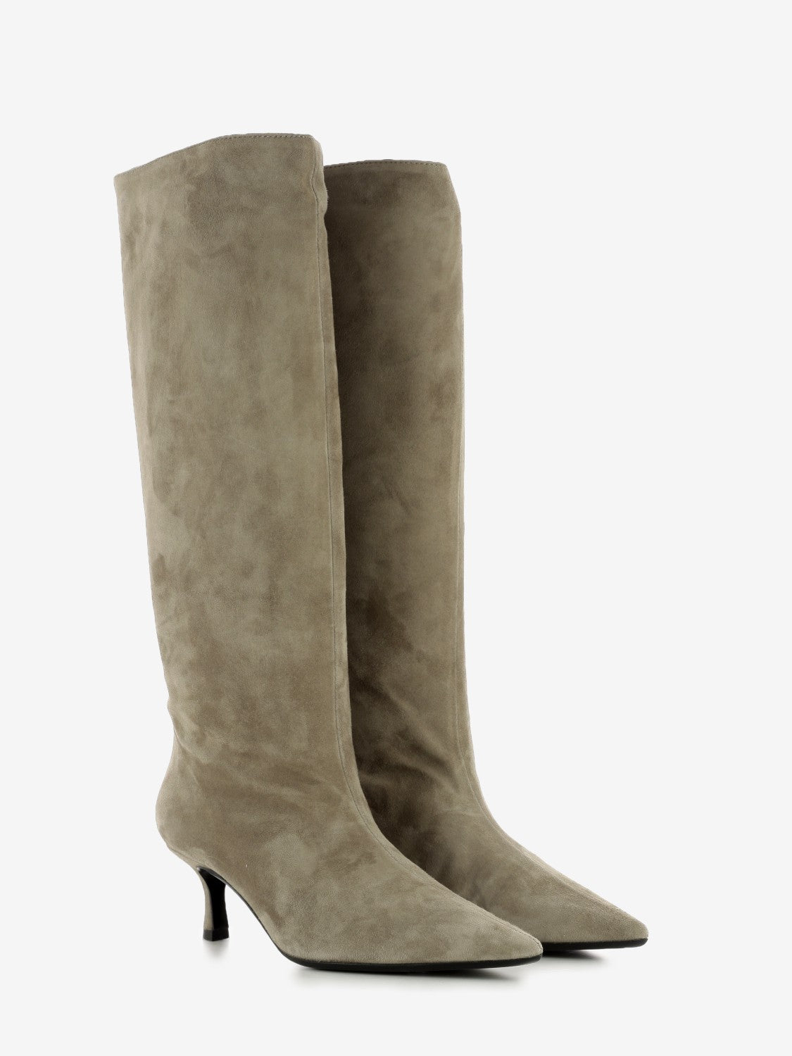 Taupe suede heeled boots