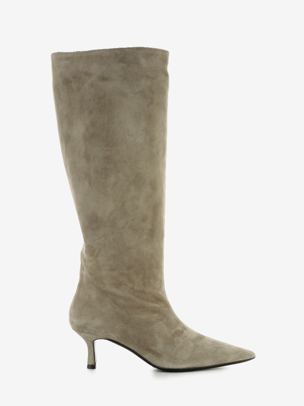 Taupe suede heeled boots
