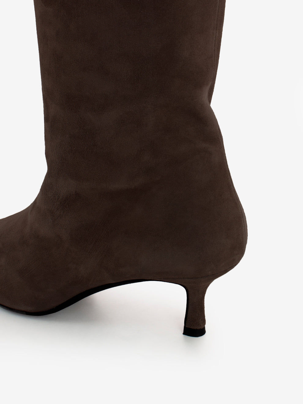 Dark brown suede heeled boots