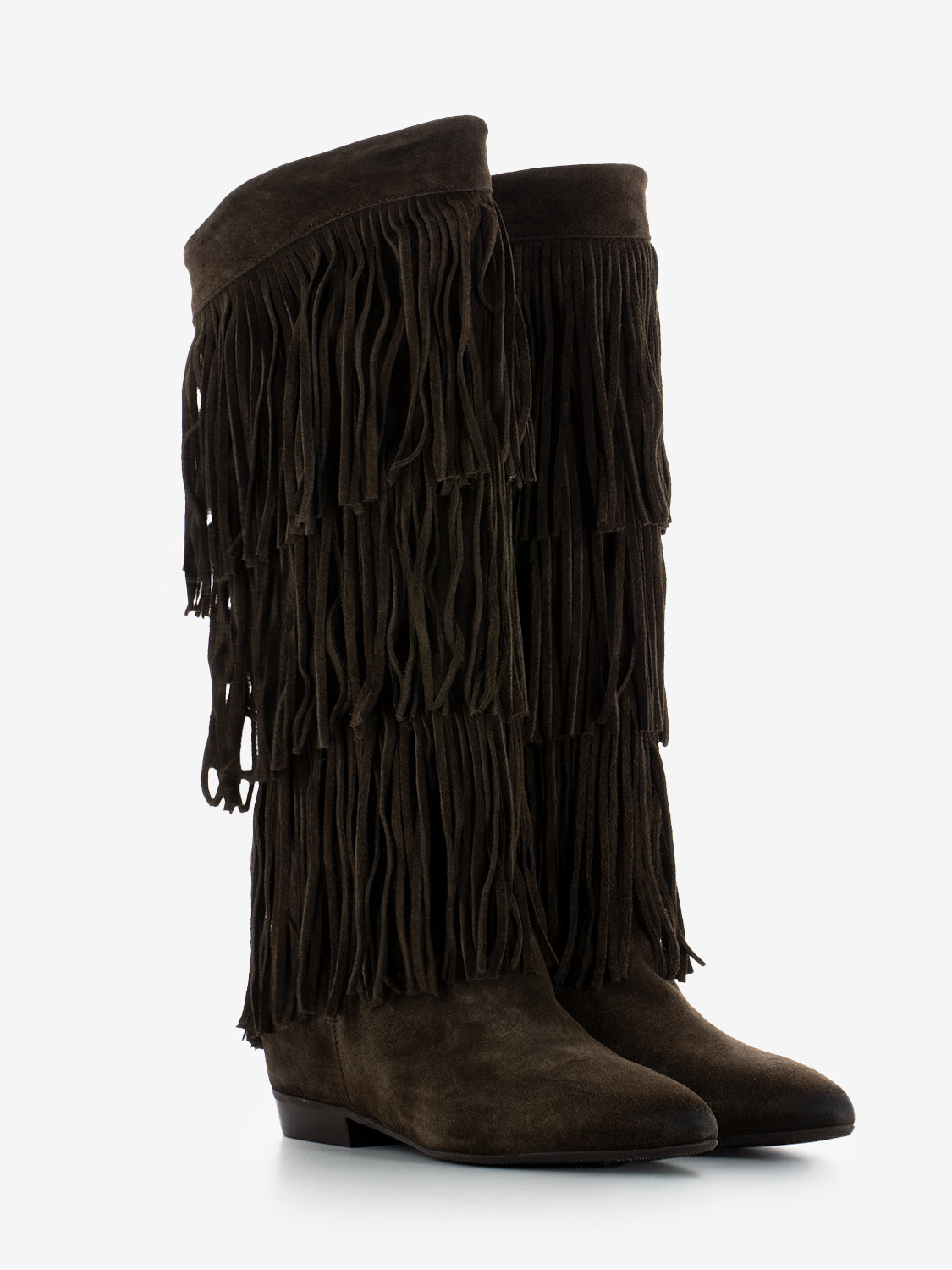 DARK BROWN SUEDE FRINGE BOOT GS2927/14_CAM/T.MO