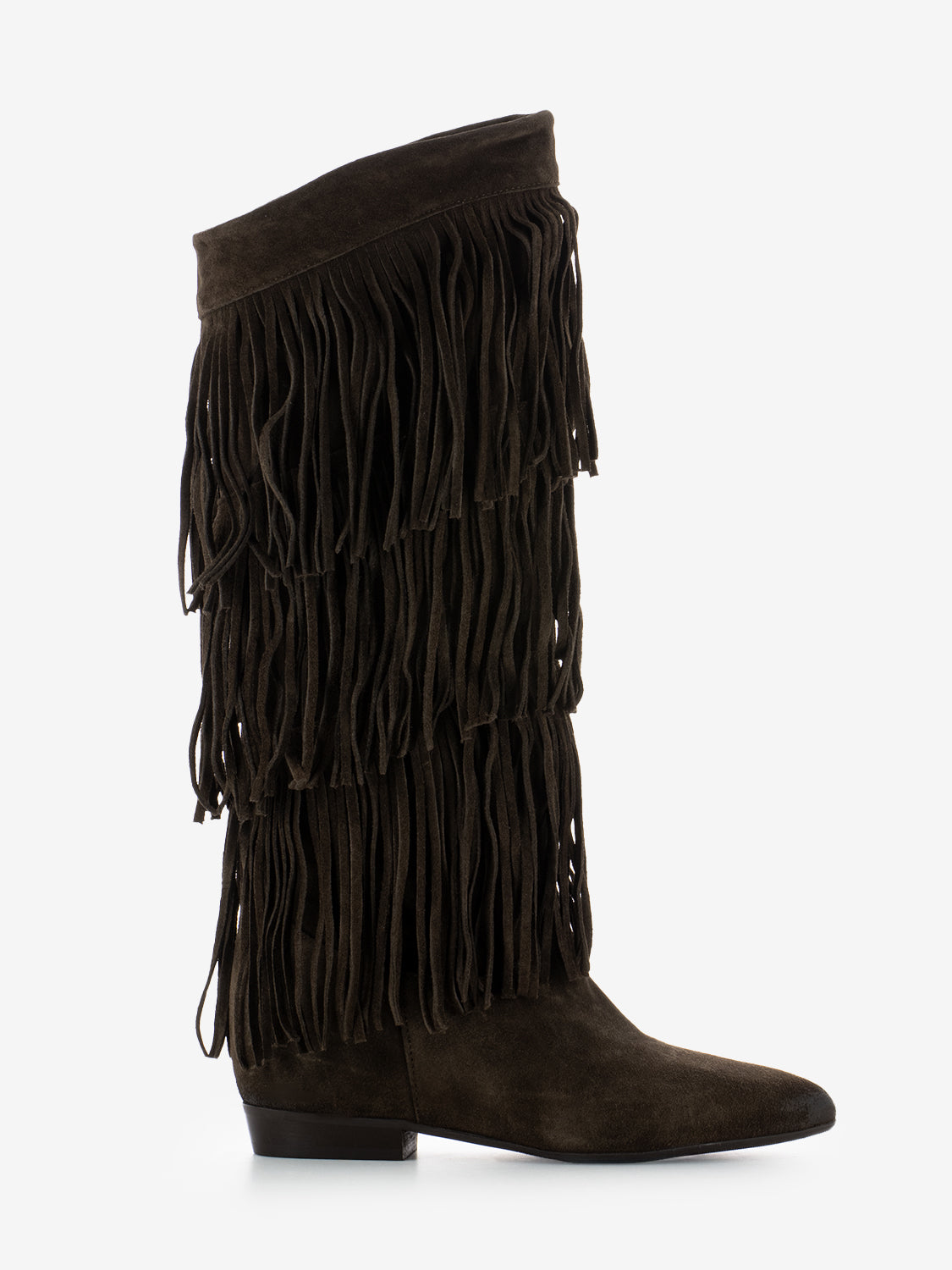 DARK BROWN SUEDE FRINGE BOOT GS2927/14_CAM/T.MO