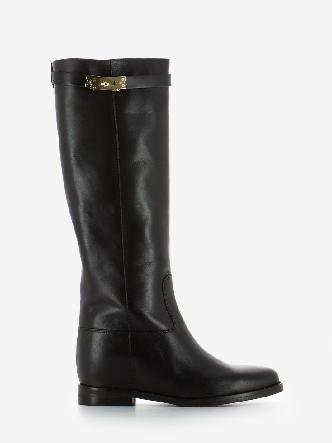 Brown leather boots with internal wedge