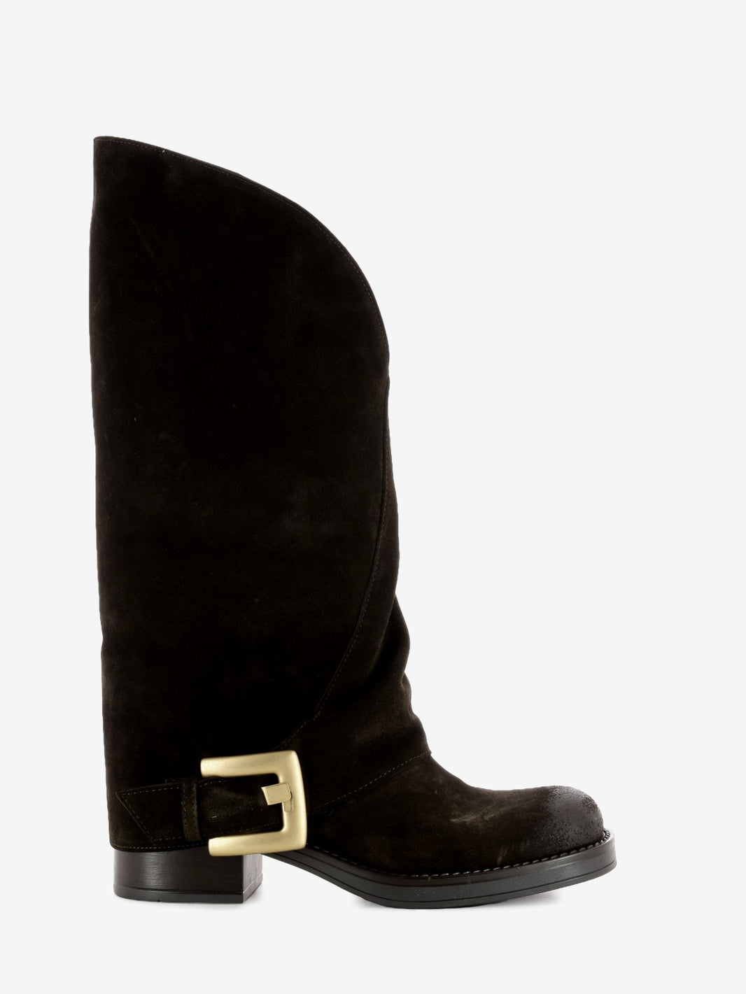 Suede boots with dark brown turn-ups