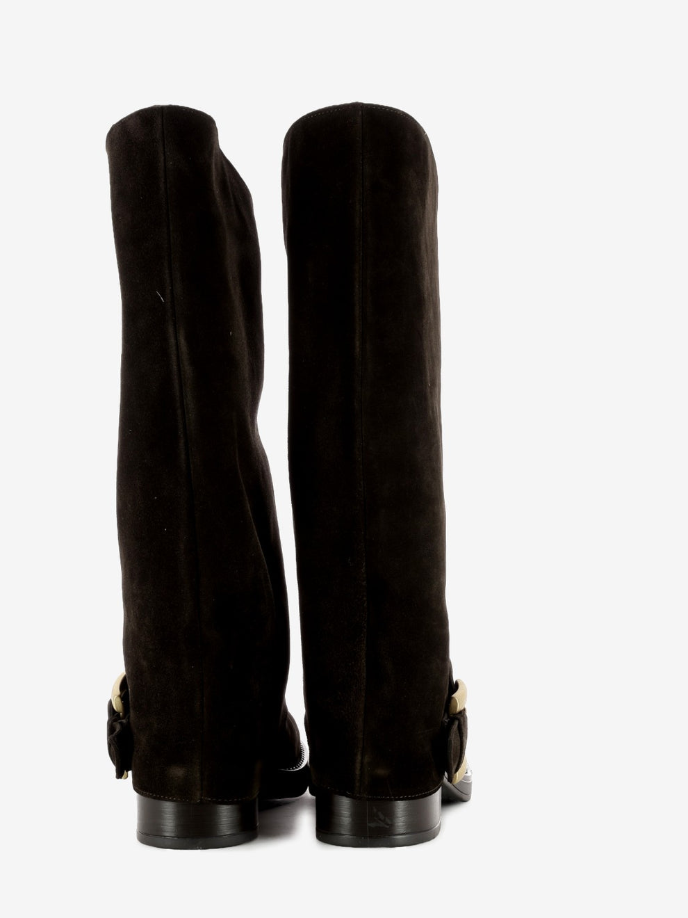 Suede boots with dark brown turn-ups