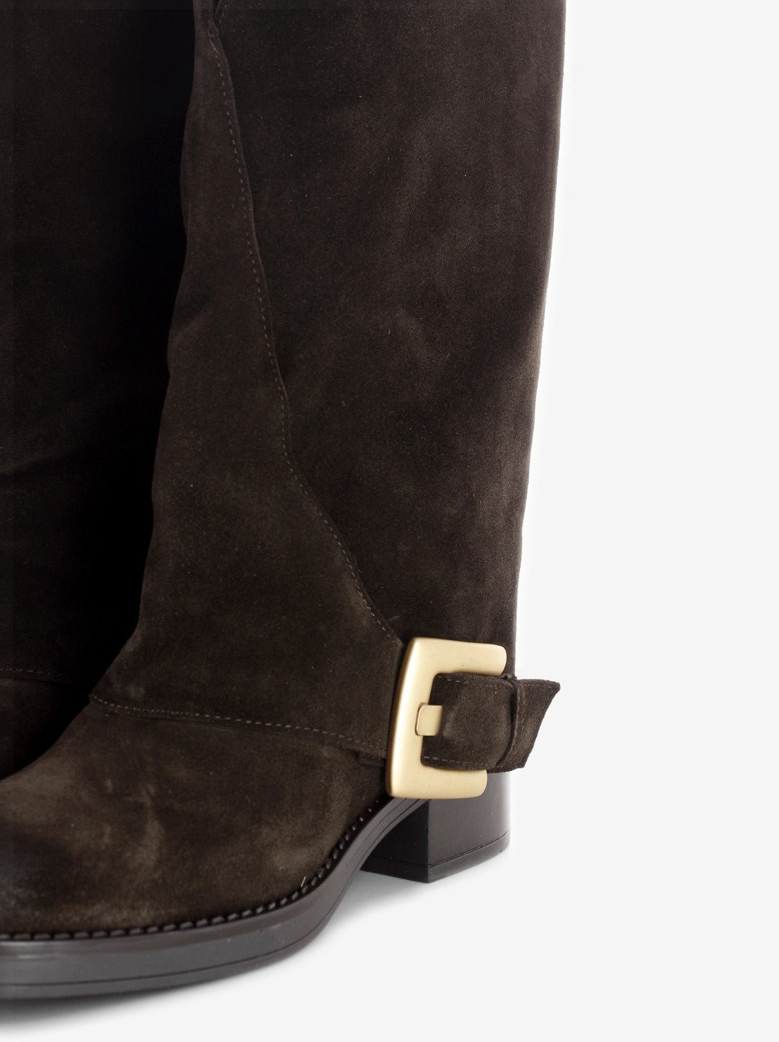 Suede boots with dark brown turn-ups