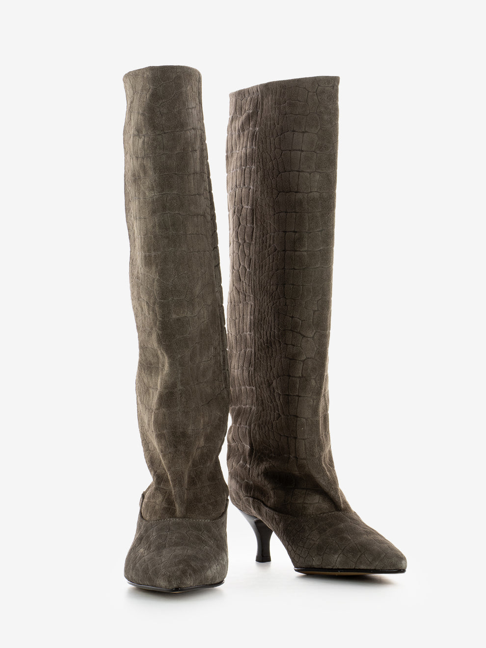 Stivali kitten camoscio cocco vigogna