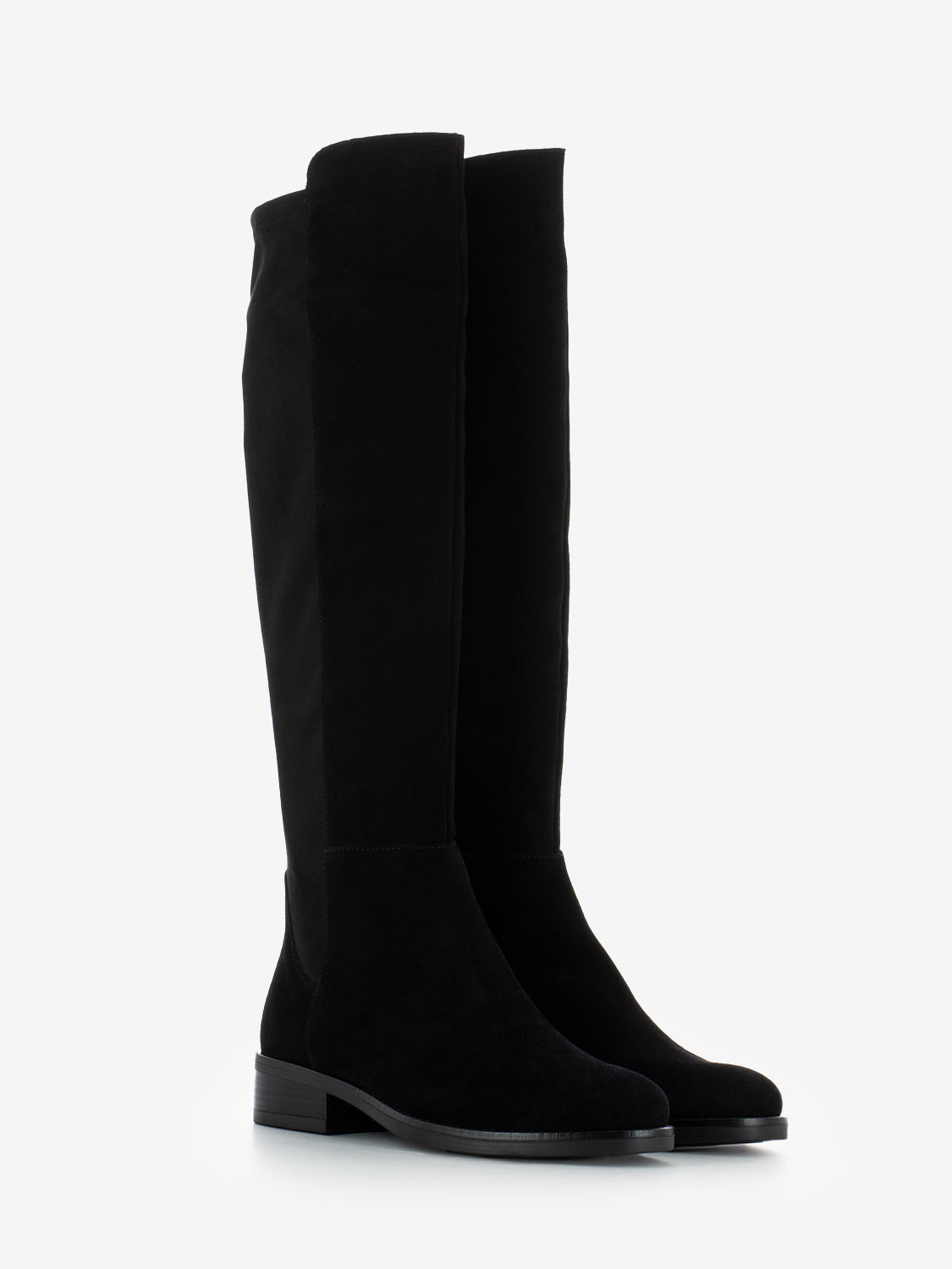 Stivali punta tonda camoscio nero