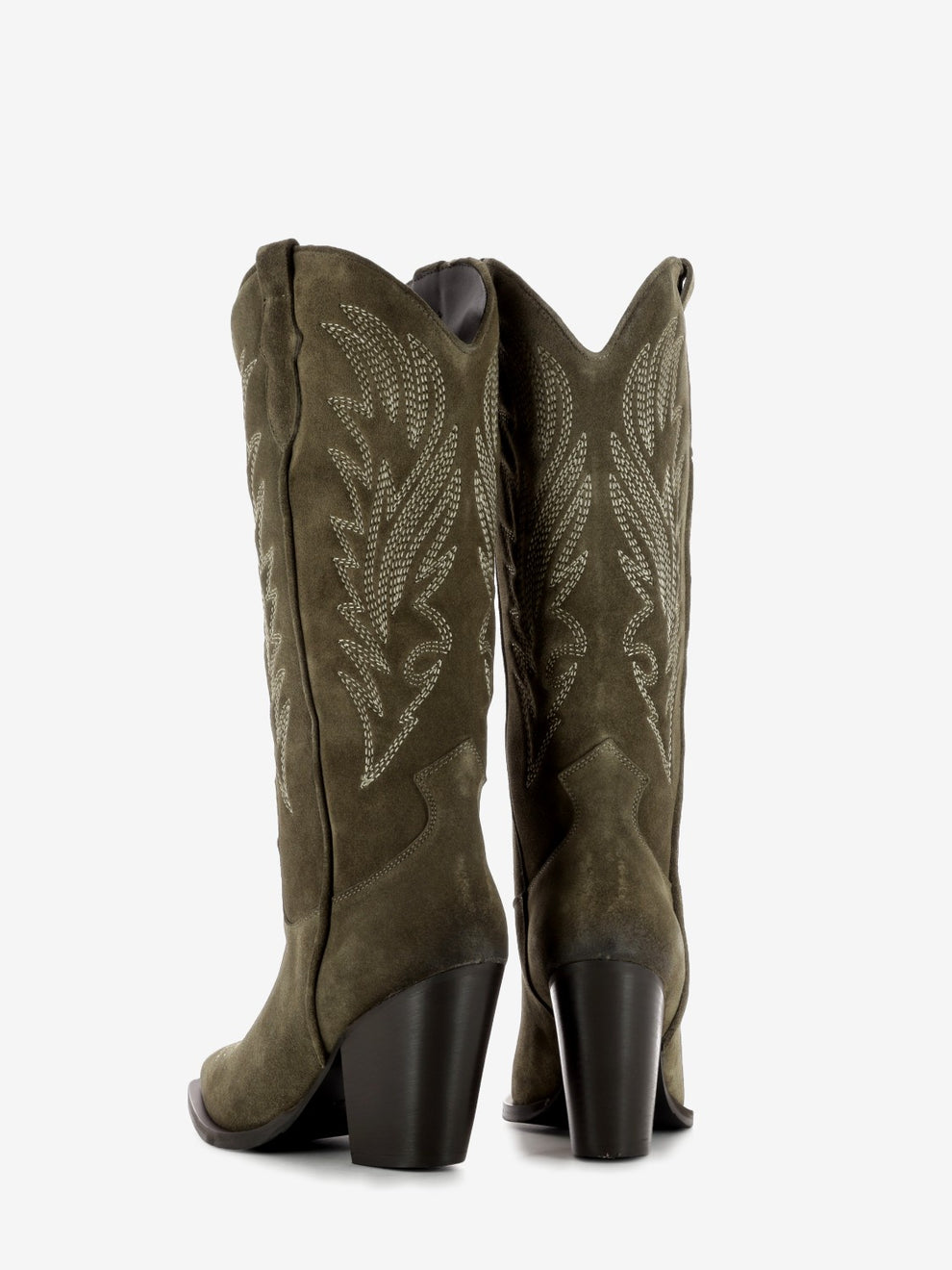 Stivali texani con decoro in suede fango