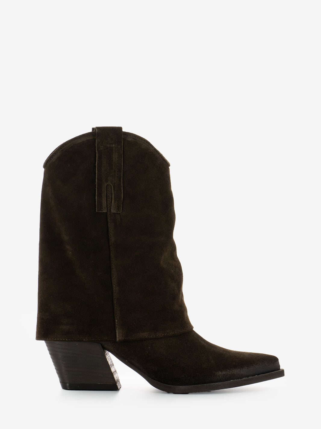 Stivali texani con risvolto in suede marroni