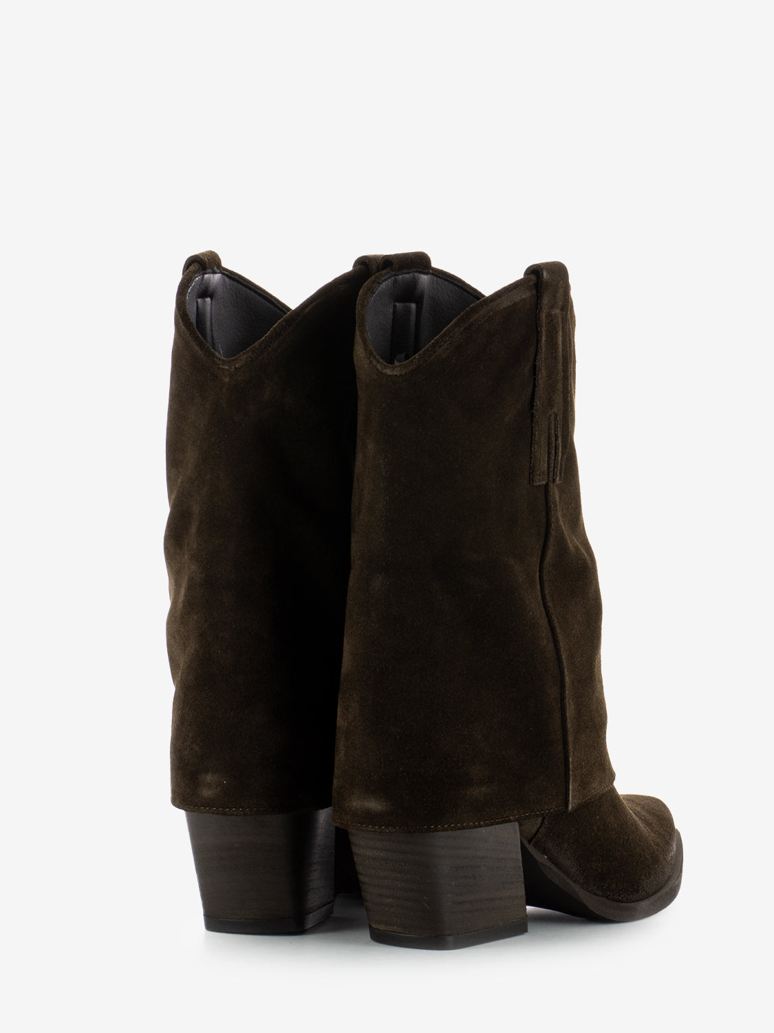Stivali texani con risvolto in suede marroni