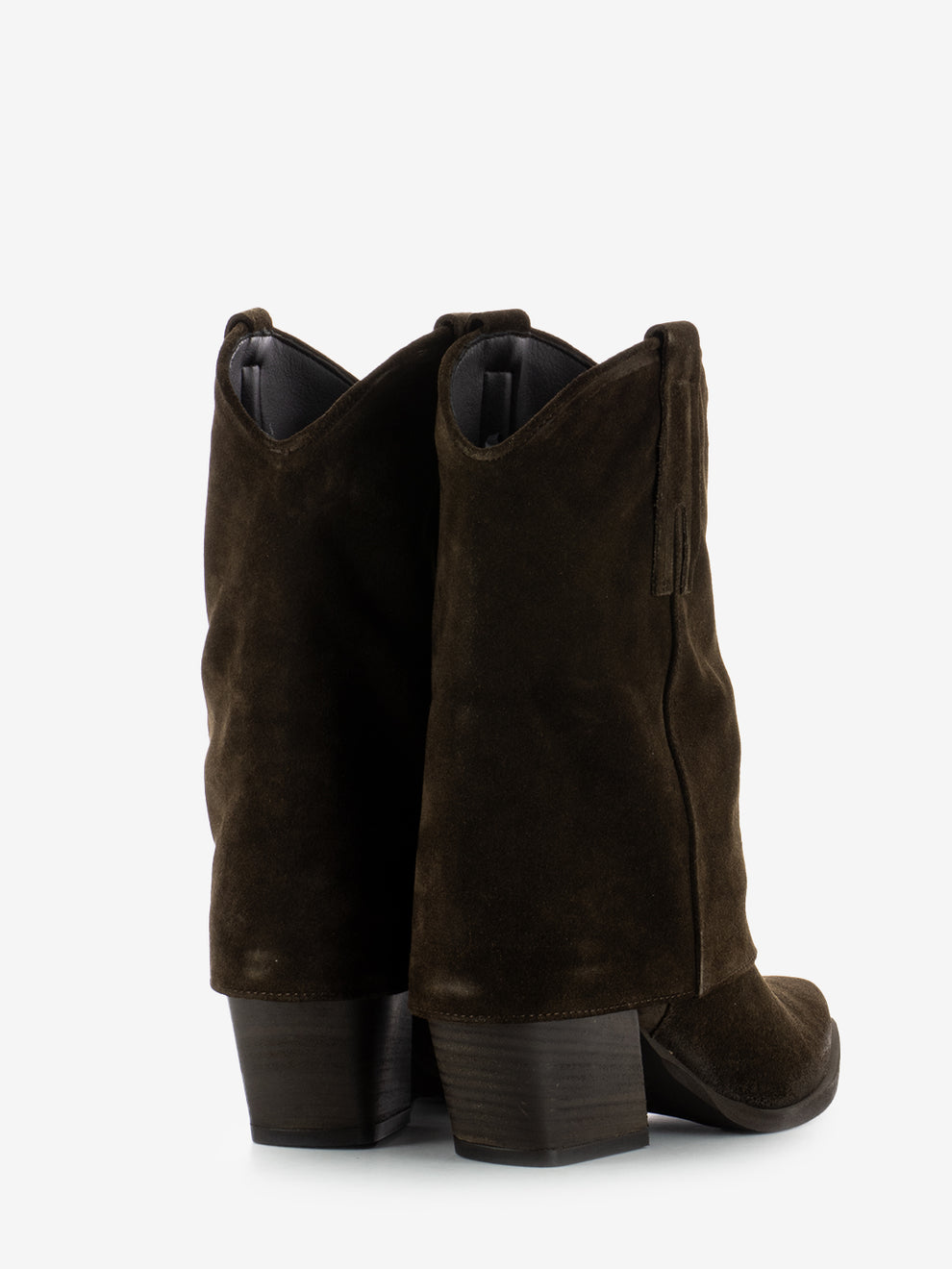 Stivali texani con risvolto in suede marroni