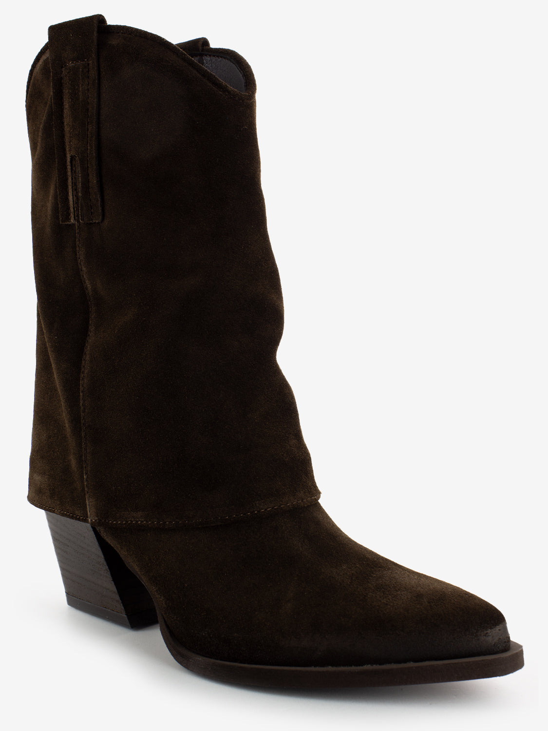 Stivali texani con risvolto in suede marroni
