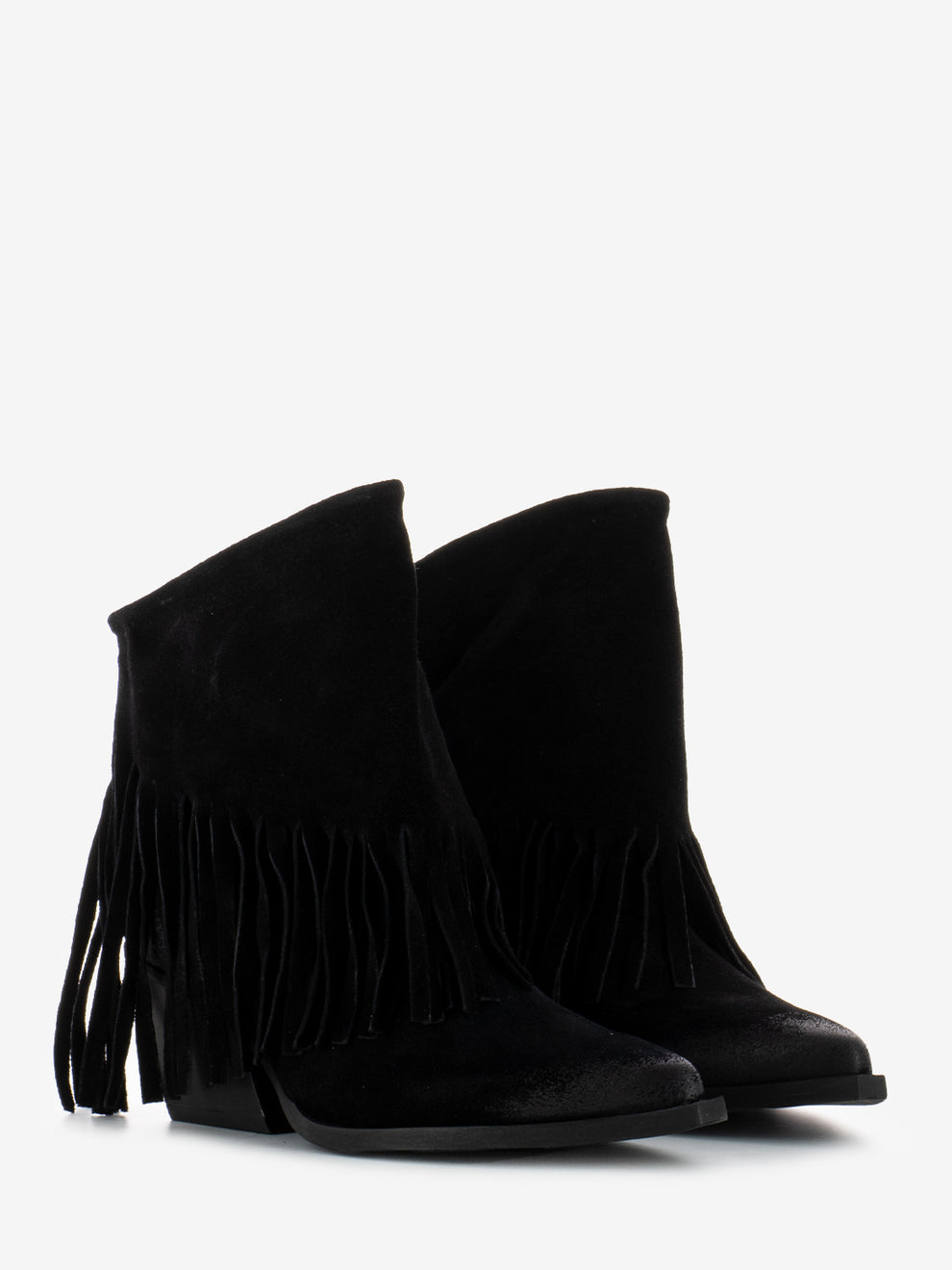 STIMM Black Suede Fringed Texan Boots STIMM