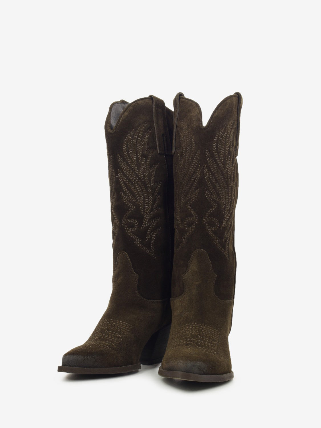 Stivali texani in suede marroni