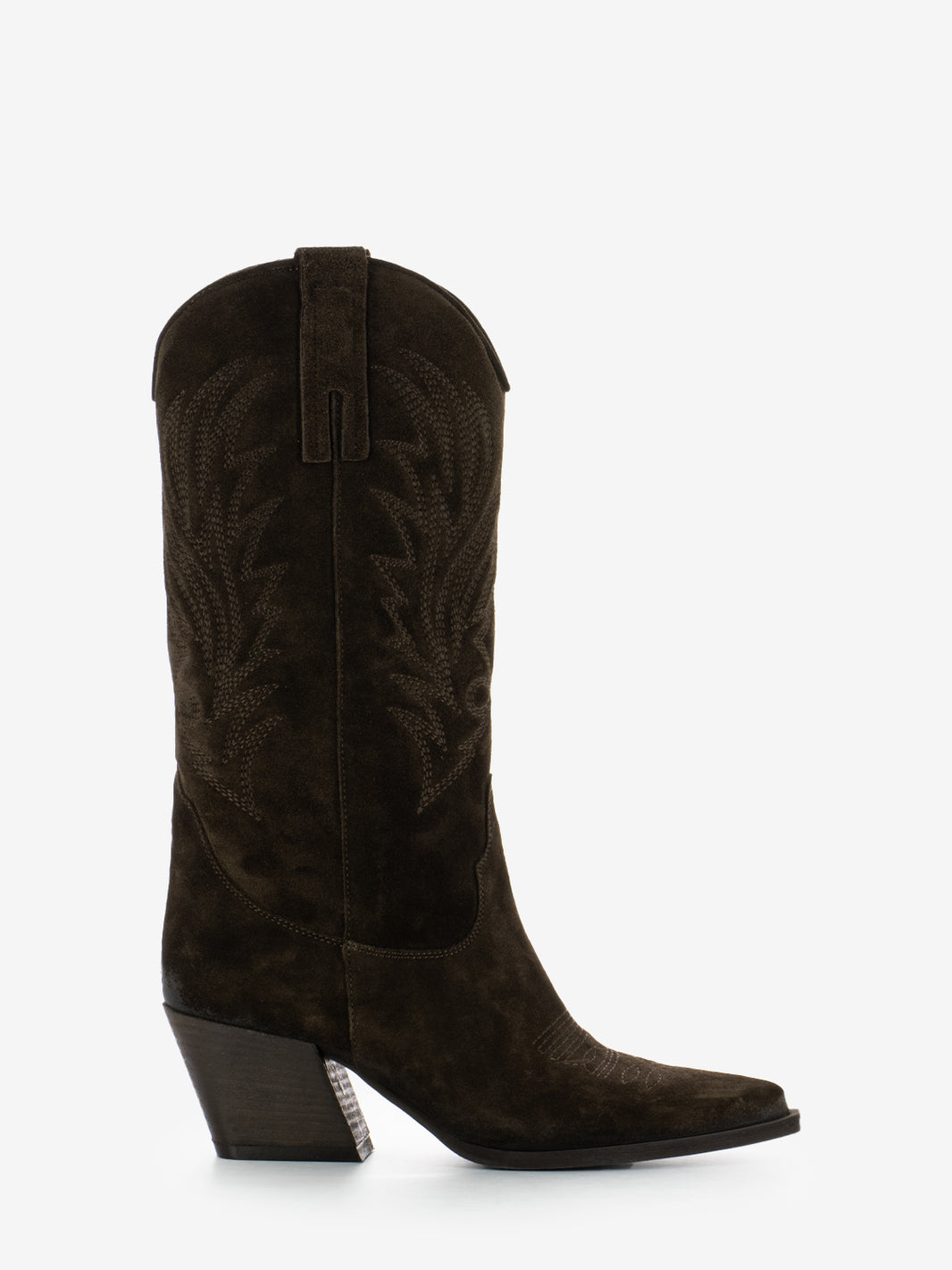 Stivali texani in suede testa di moro
