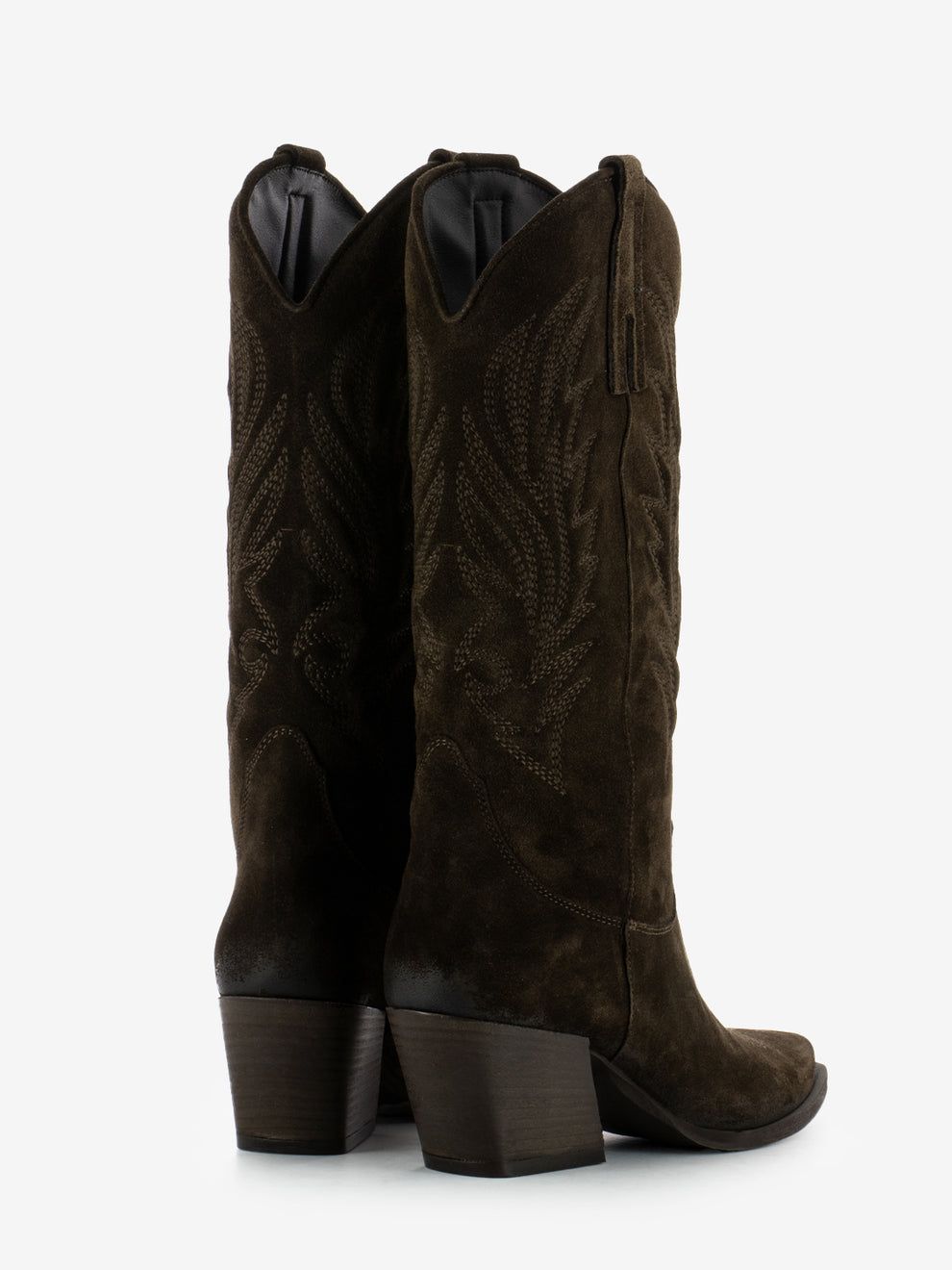 Stivali texani in suede testa di moro