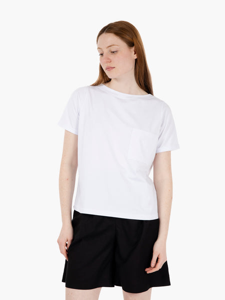 T-shirt a scatola con taschino bianco