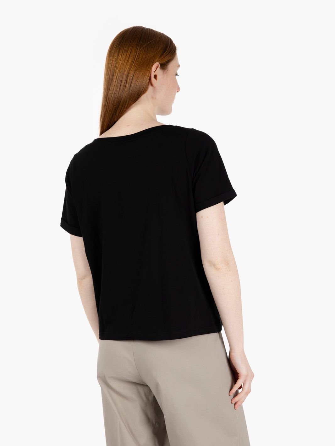T-shirt a scatola con taschino nero