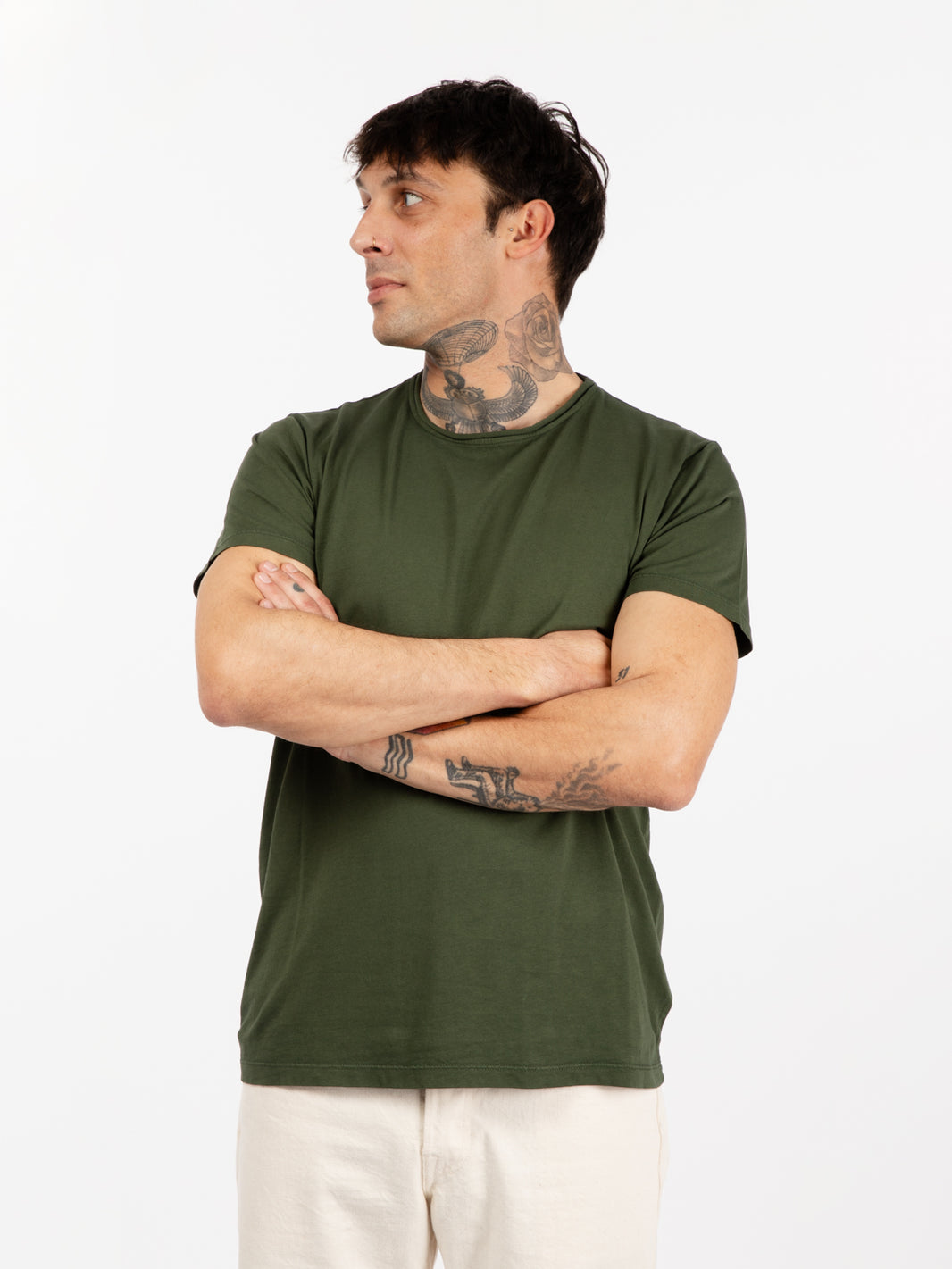 T-shirt basic girocollo army