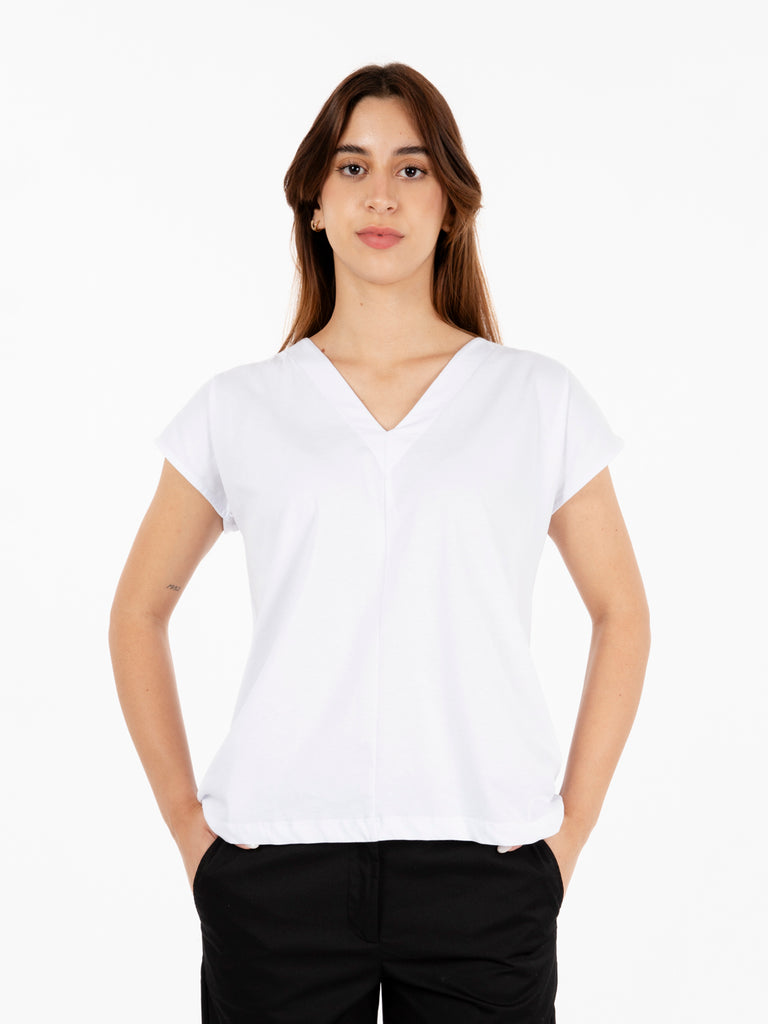 STIMM - T-shirt con scollo a V bianco