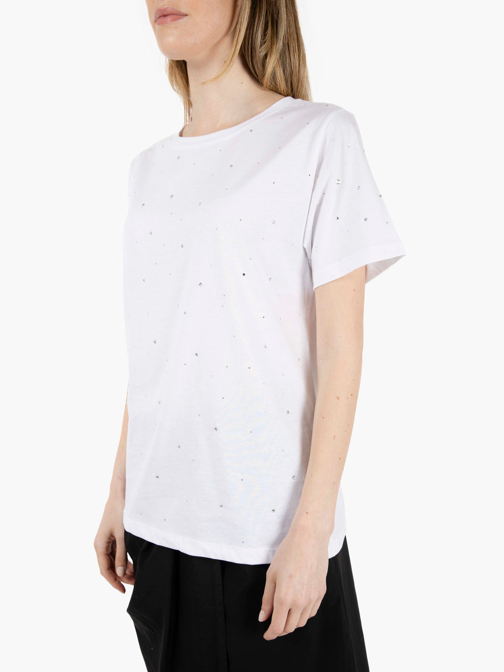 T-shirt con strass bianco