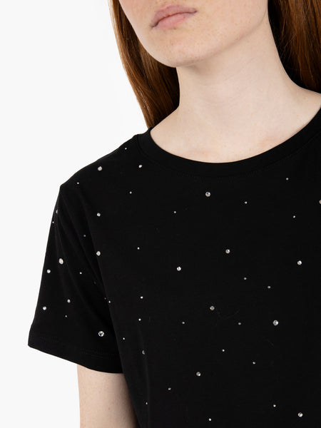 T-shirt con strass nero