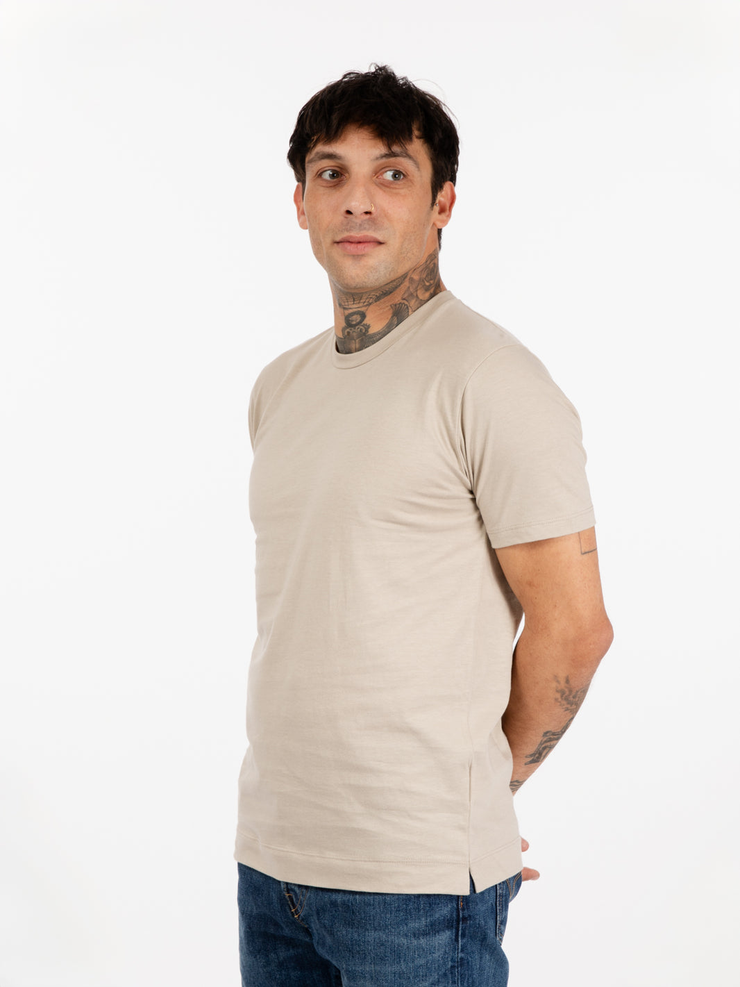 Basic beige crew neck T-shirt