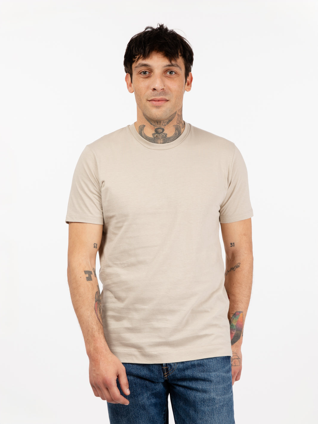Basic beige crew neck T-shirt