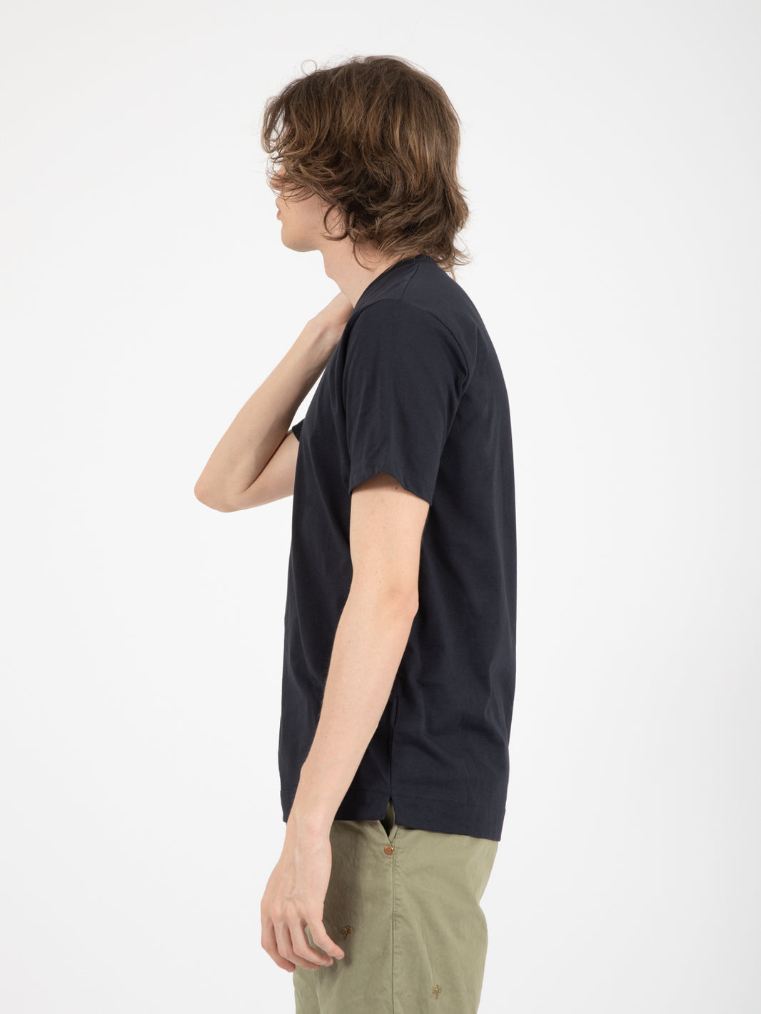 Navy crew neck t-shirt with slits