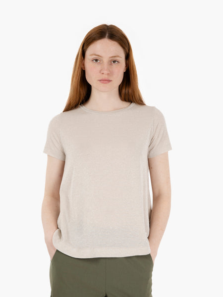 T-shirt girocollo piega a cannoncino beige