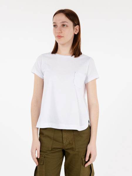 T-shirt girocollo tasca bianca
