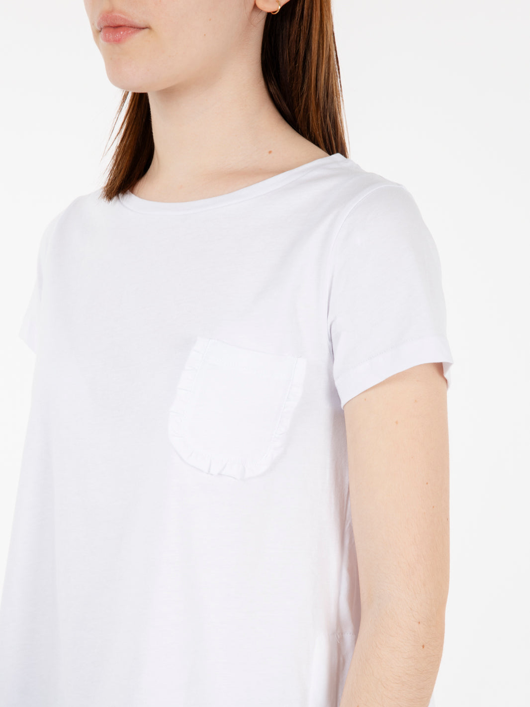 T-shirt girocollo tasca bianca