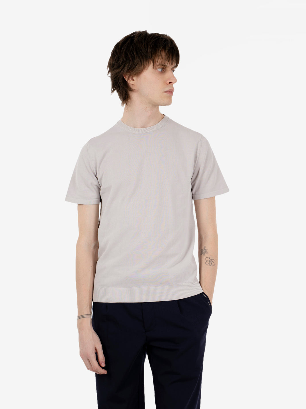 T-shirt in crêpe di cotone gesso