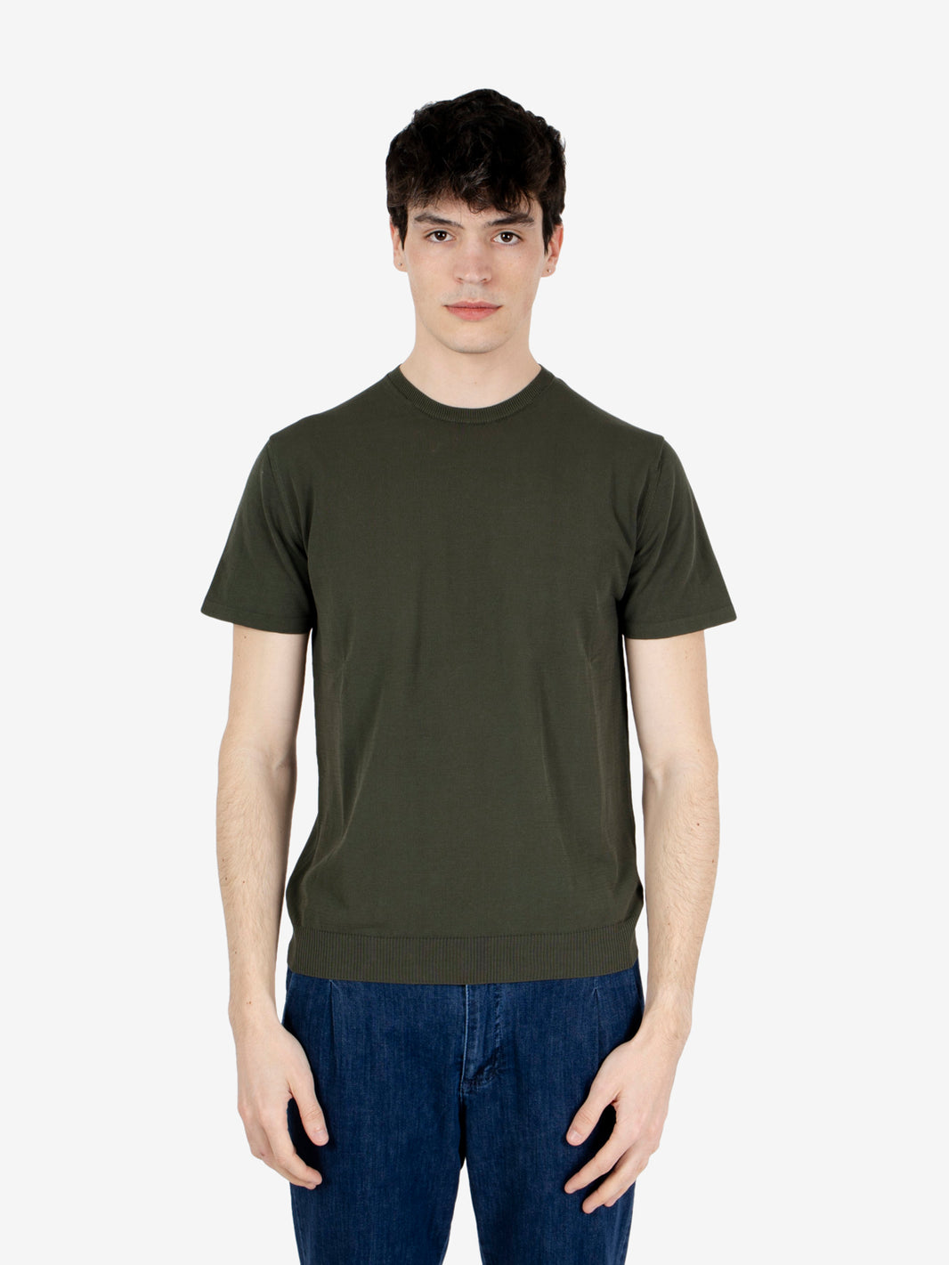 T-shirt in crêpe di cotone militare