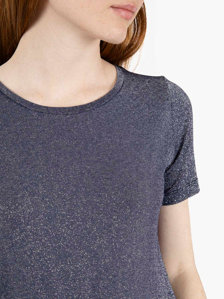 T-shirt in lurex blu