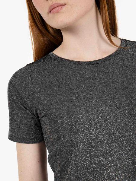 T-shirt in lurex nero
