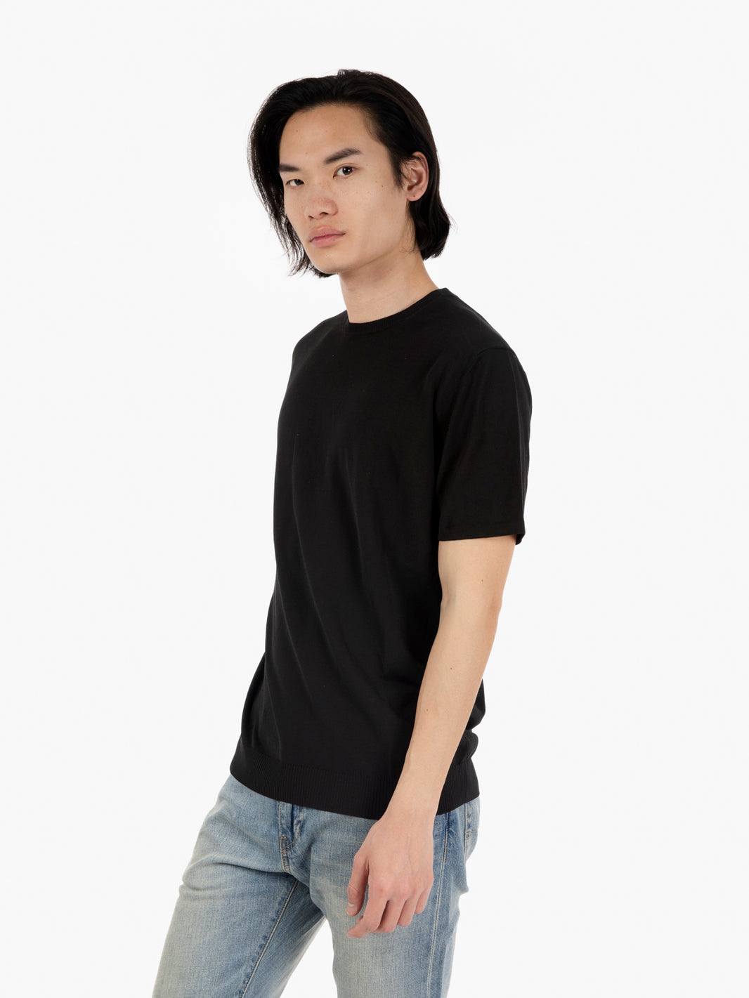 T-shirt in maglia cotone nero