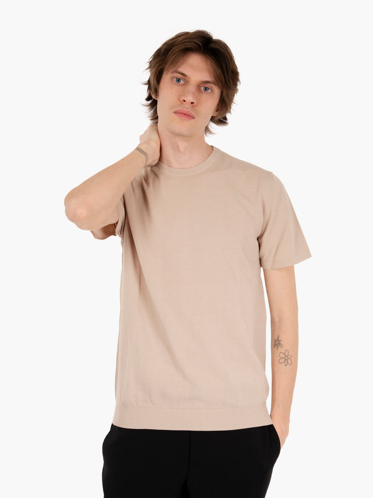 STIMM - T-shirt in maglia cotone sabbia