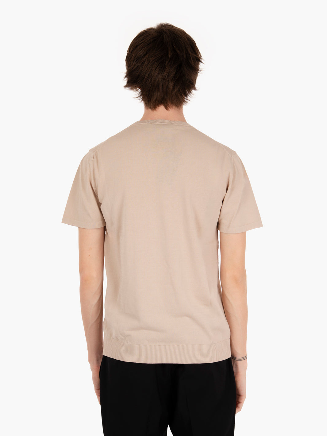 T-shirt in maglia cotone sabbia