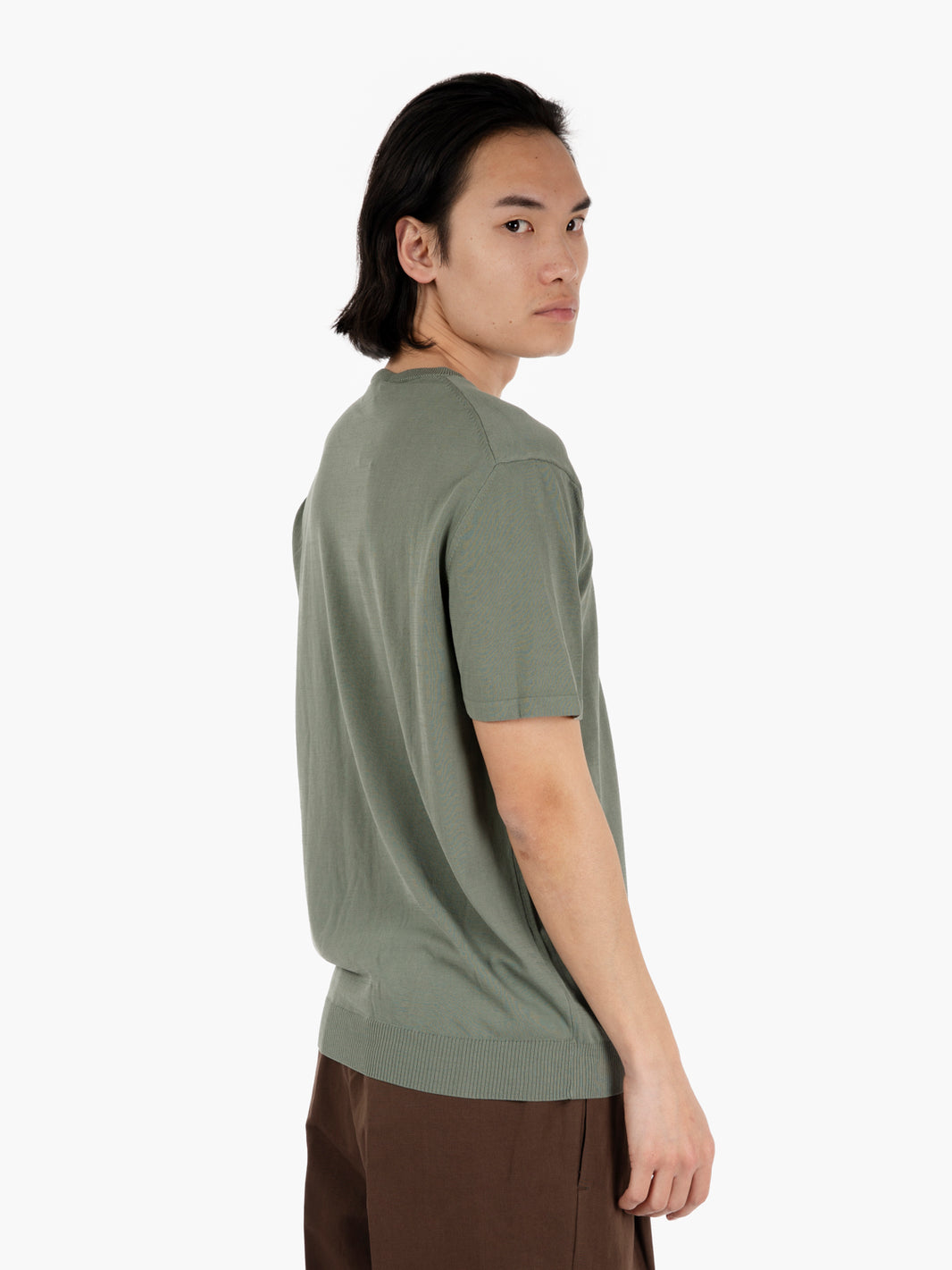 T-shirt in maglia cotone salvia