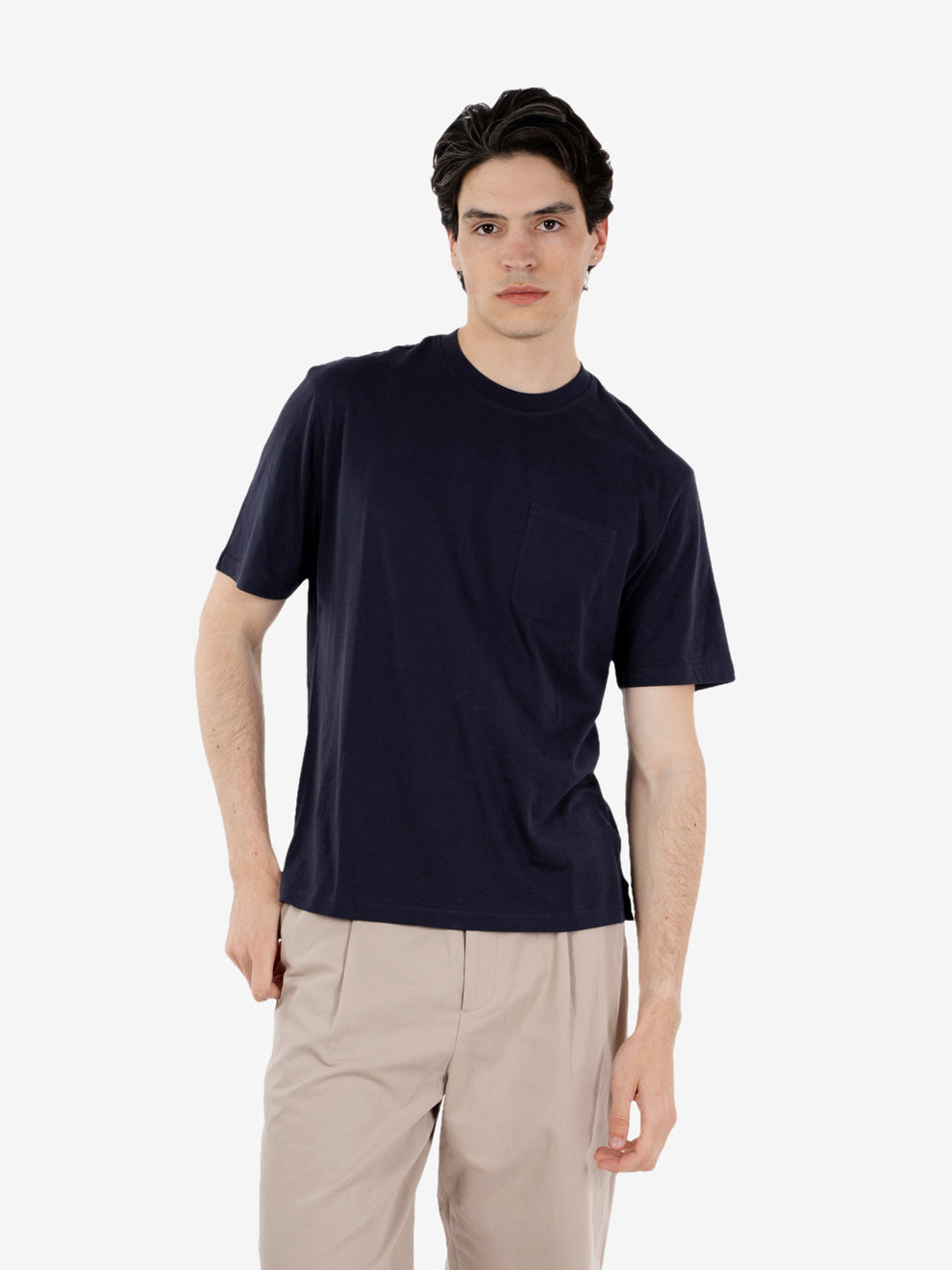 T-shirt jersey con taschino navy