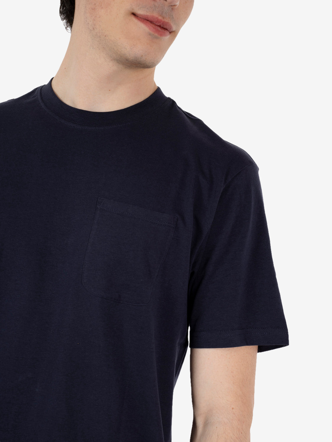 T-shirt jersey con taschino navy