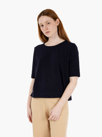 White blue 3/4 sleeve T-shirt