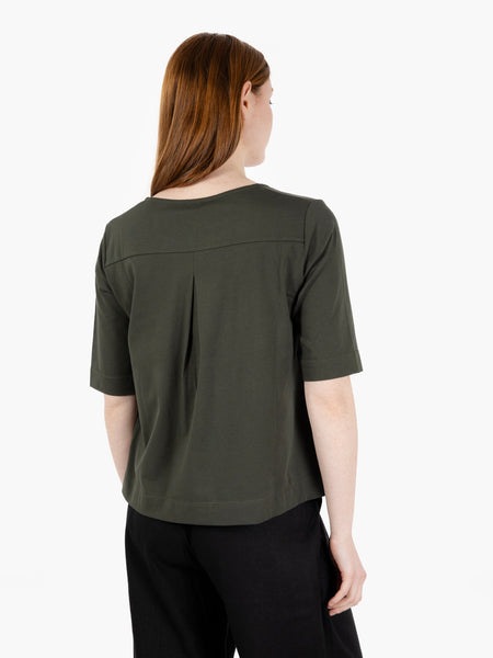 T-shirt maniche a 3/4 bianco verde militare